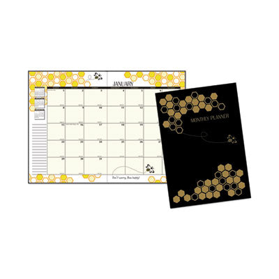 Recycled Honeycomb Monthly Planner, Honeycomb Artwork, 11 x 7, Black/Gold Cover, 12-Month (Jan to Dec): 2024 Flipcost Flipcost