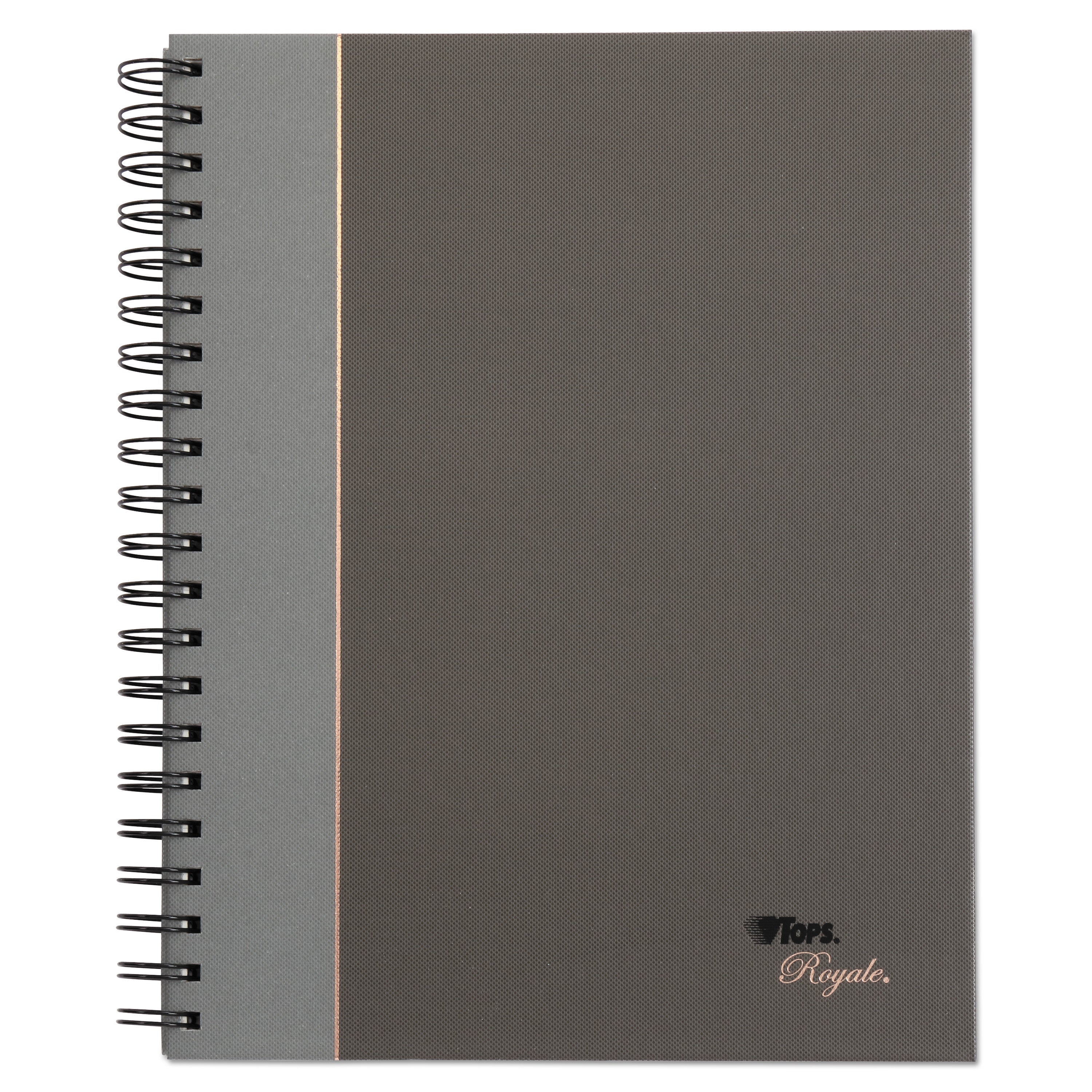 TOPS™ Royale Wirebound Business Notebooks, 1-Subject, Medium/College Rule, Black/Gray Cover, (96) 8.25 x 5.88 Sheets