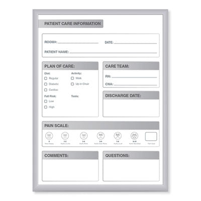 Patient Room Magnetic Whiteboard Aluminum Frame, 18.5 x 24.5, White/Gray Surface, Satin Aluminum Frame Flipcost Flipcost