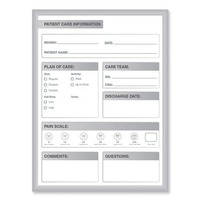 Patient Room Magnetic Whiteboard Aluminum Frame, 24 x 36, White/Gray Surface, Satin Aluminum Frame Flipcost Flipcost