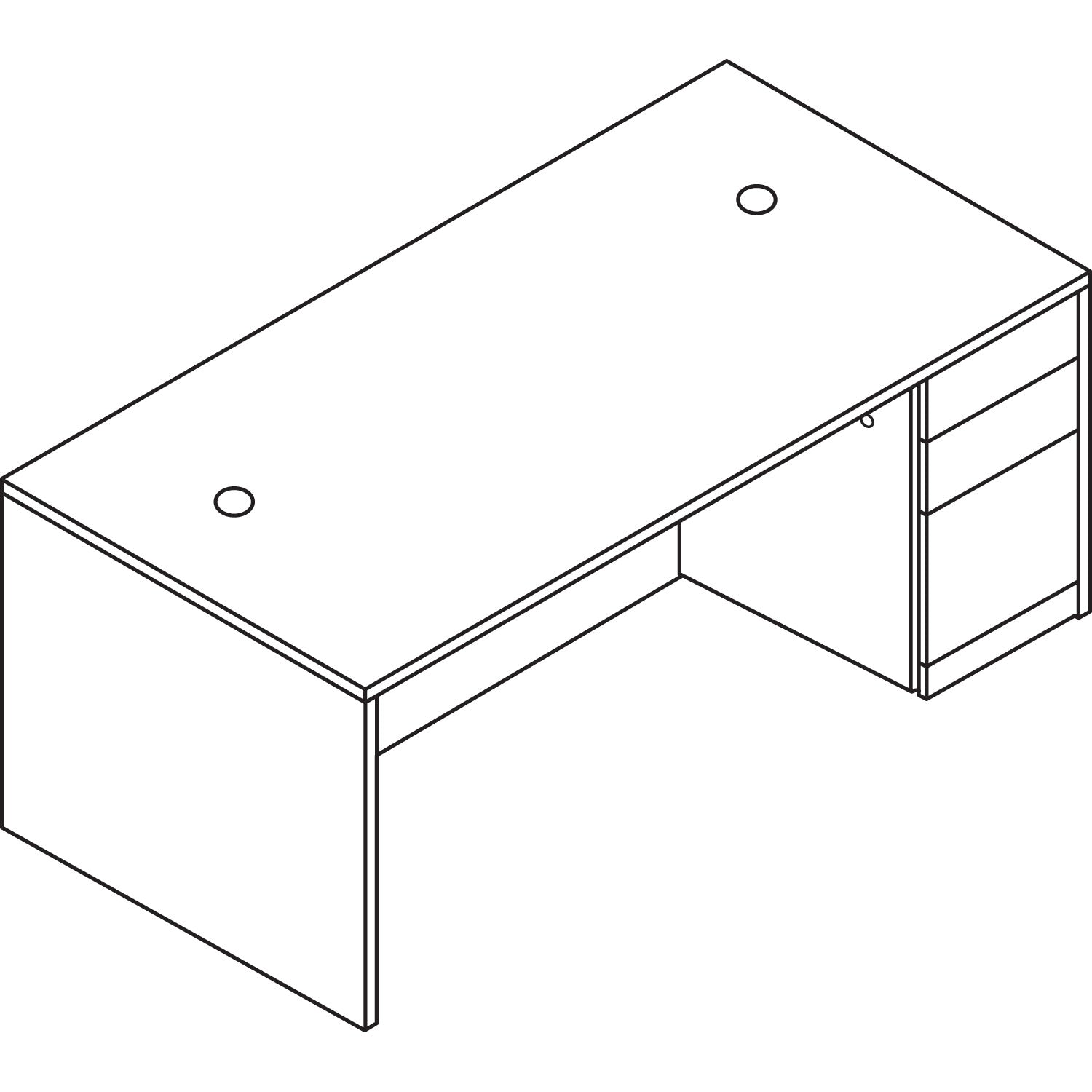 HON® 10500 Series "L" Workstation Right Pedestal Desk with Full-Height Pedestal, 72" x 36" x 29.5", Mahogany