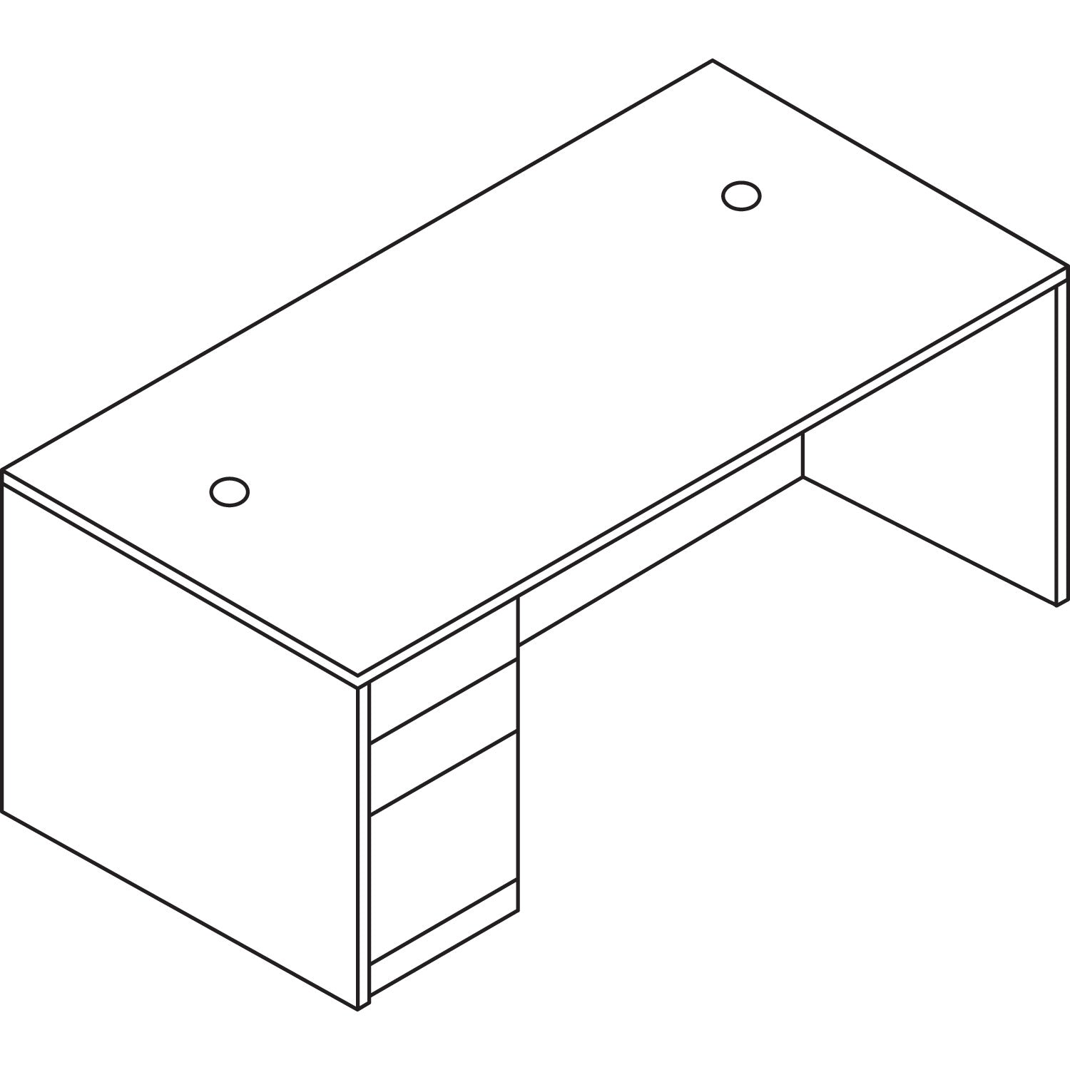 HON® 10500 Series "L" Workstation Left Pedestal Desk with Full-Height Pedestal, 72" x 36" x 29.5", Harvest