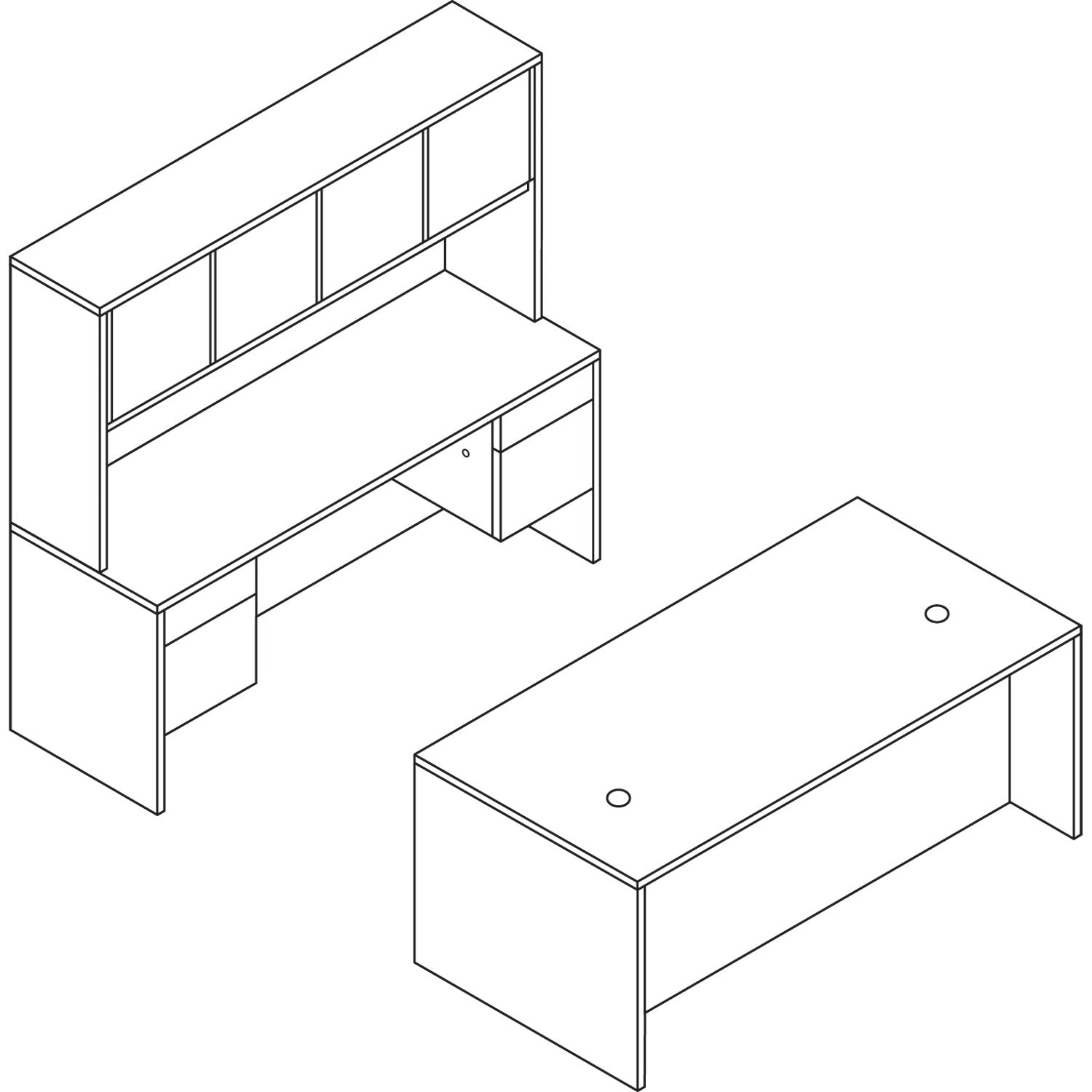 HON® 10500 Series Double 3/4-Height Pedestal Desk, Left and Right: Box/File, 72" x 36" x 29.5", Harvest