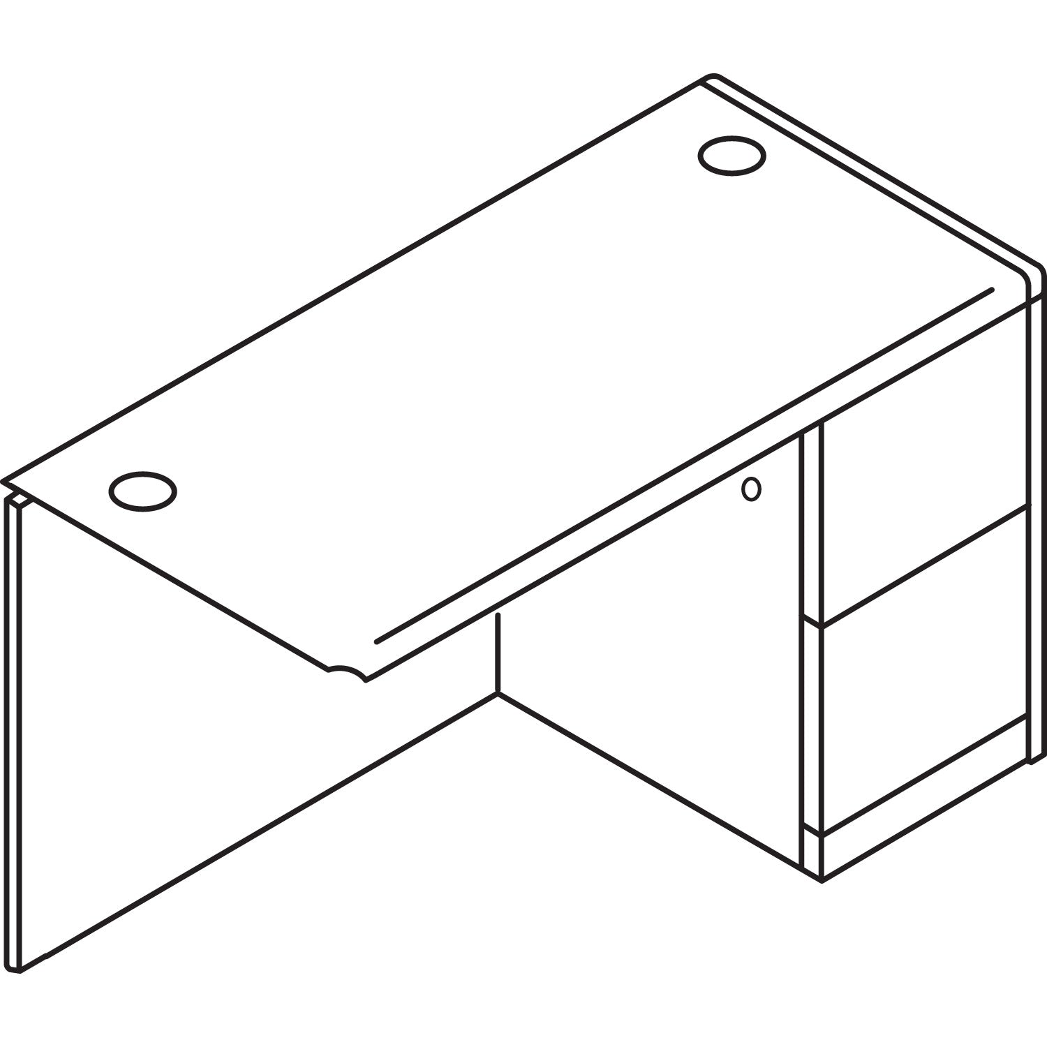 HON® 10700 Series Full Right Pedestal Return, 48w x 24d x 29.5h, Harvest