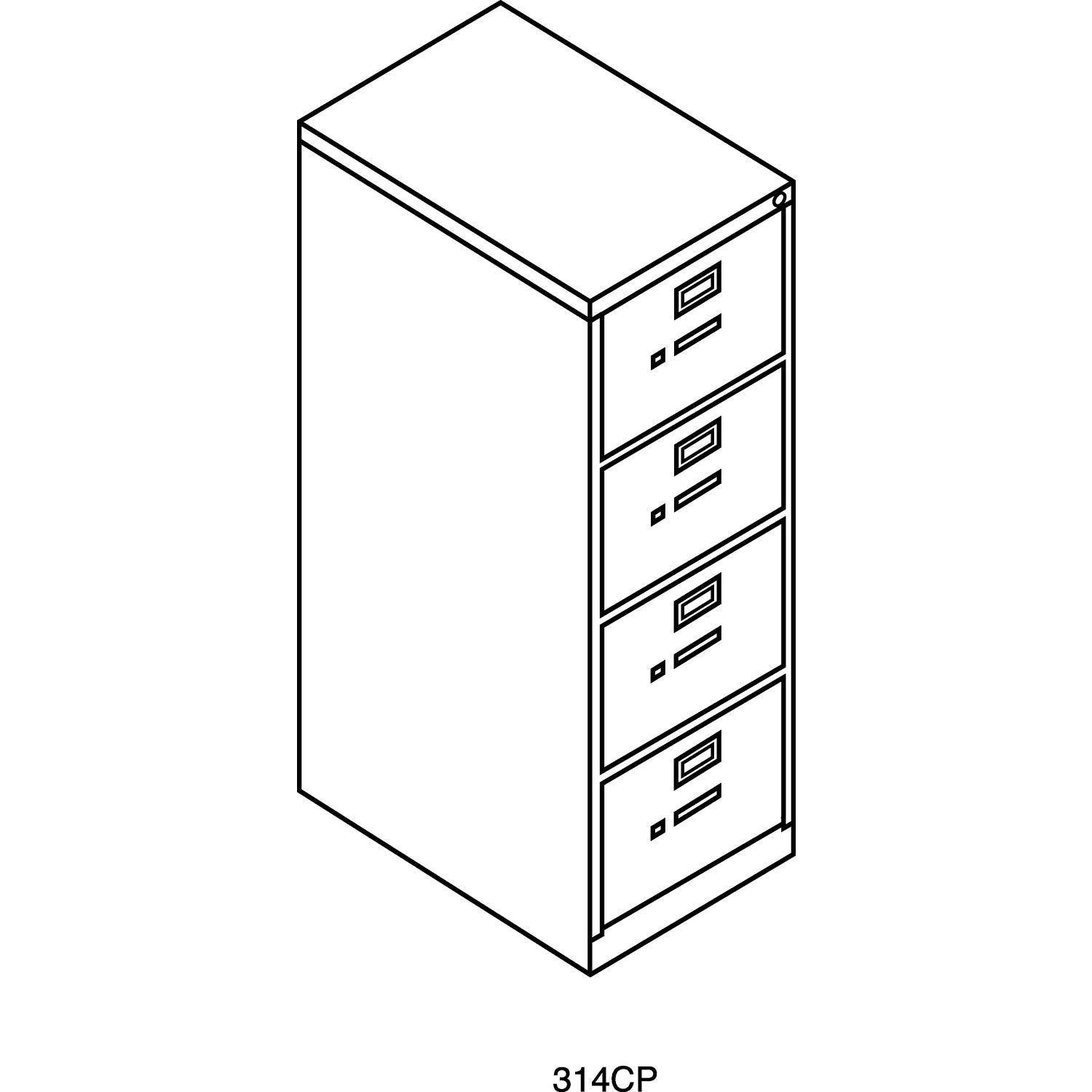 310 Series Vertical File, 4 Legal-Size File Drawers, Black, 18.25" x 26.5" x 52" HON® Flipcost