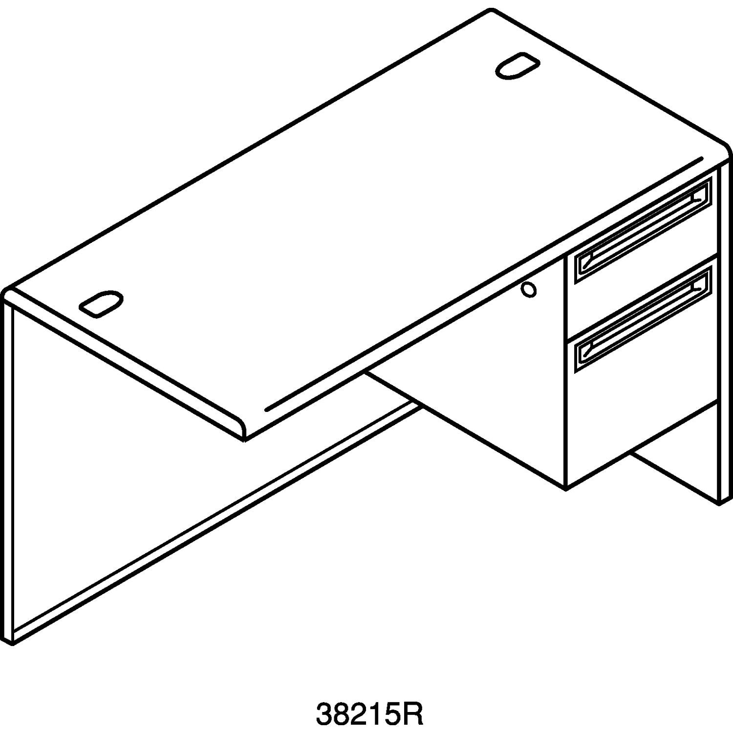 HON® 38000 Series Flush Return, Right, 48w x 24d x 29.5h, Mahogany/Charcoal