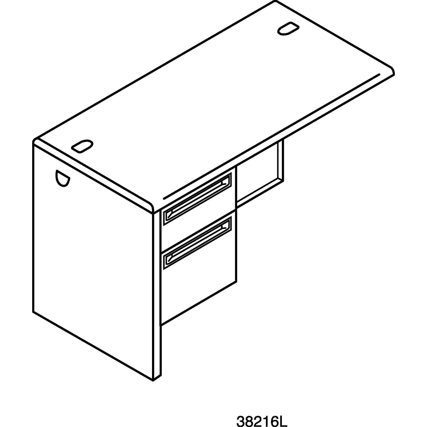 HON® 38000 Series Flush Return, Left, 48w x 24d x 29.5h, Harvest/Putty