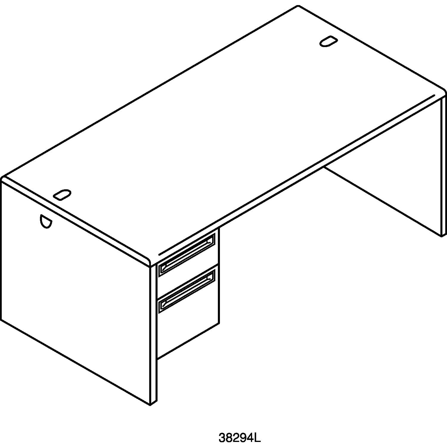 HON® 38000 Series Left Pedestal Desk, 72" x 36" x 29.5", Harvest/Putty