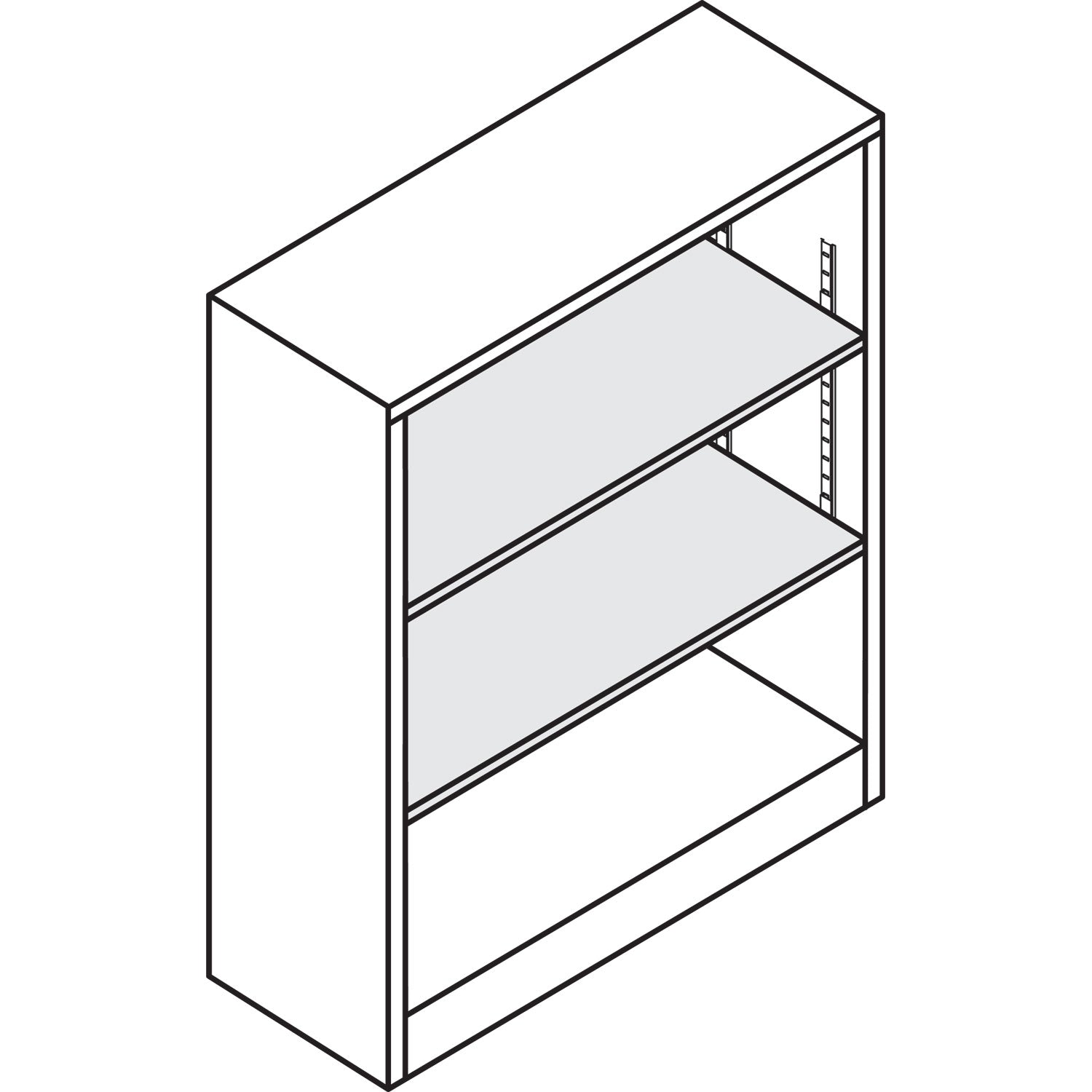 HON® Metal Bookcase, Three-Shelf, 34.5w x 12.63d x 41h, Putty