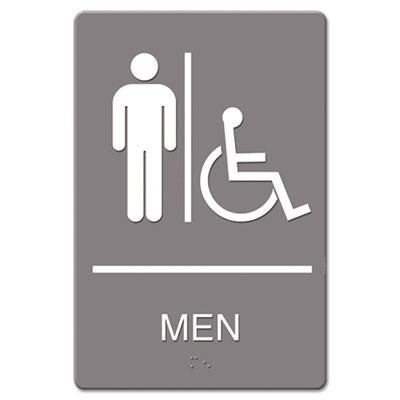 Headline® Sign ADA Sign Men Restroom Wheelchair Accessible Symbol, Molded Plastic, 6 x 9, Gray Flipcost Flipcost