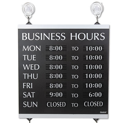 Headline® Sign Century Series Heavy-Duty Plastic Business Hours Sign, 13 x 14, Black Flipcost Flipcost