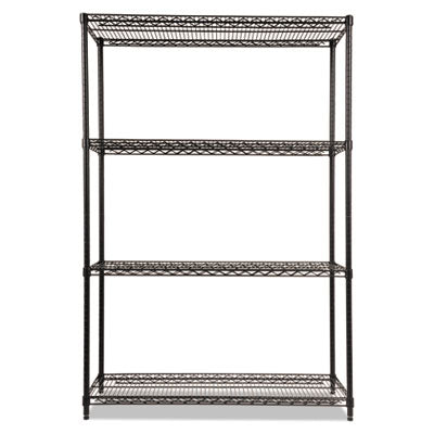 Heavy-Duty NSF Certified Wire Shelving Kit, 48w x 18d x 72h, Black Flipcost Flipcost