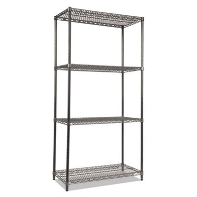 Heavy-Duty Wire Shelving Kit, Four-Shelf, 36w x 18d x 72h, Black Anthracite Flipcost Flipcost