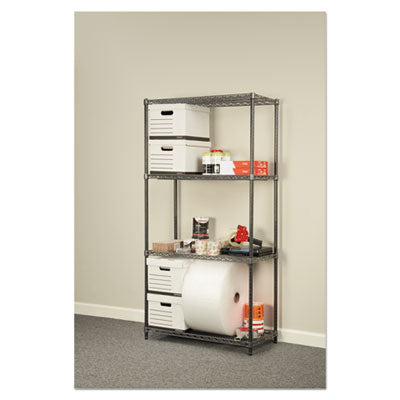 Heavy-Duty Wire Shelving Kit, Four-Shelf, 36w x 18d x 72h, Black Anthracite Flipcost Flipcost