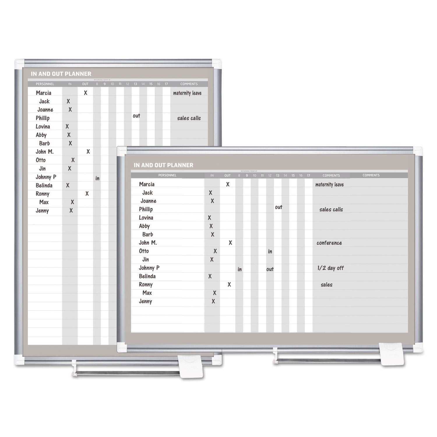 MasterVision® In-Out Magnetic Dry Erase Board, 24 x 36, White Surface, Silver Aluminum Frame