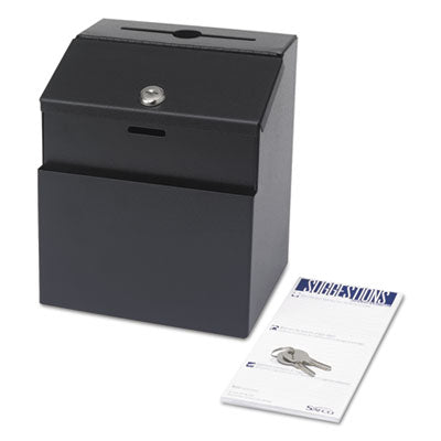 Safco® Steel Suggestion/Key Drop Box with Locking Top, 7 x 6 x 8.5, Black Powder Coat Finish Flipcost Flipcost