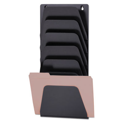 Officemate Wall File Holder, 7 Sections, Legal/Letter Size, 9.43" x 2.88" x 22.38", Black Flipcost Flipcost