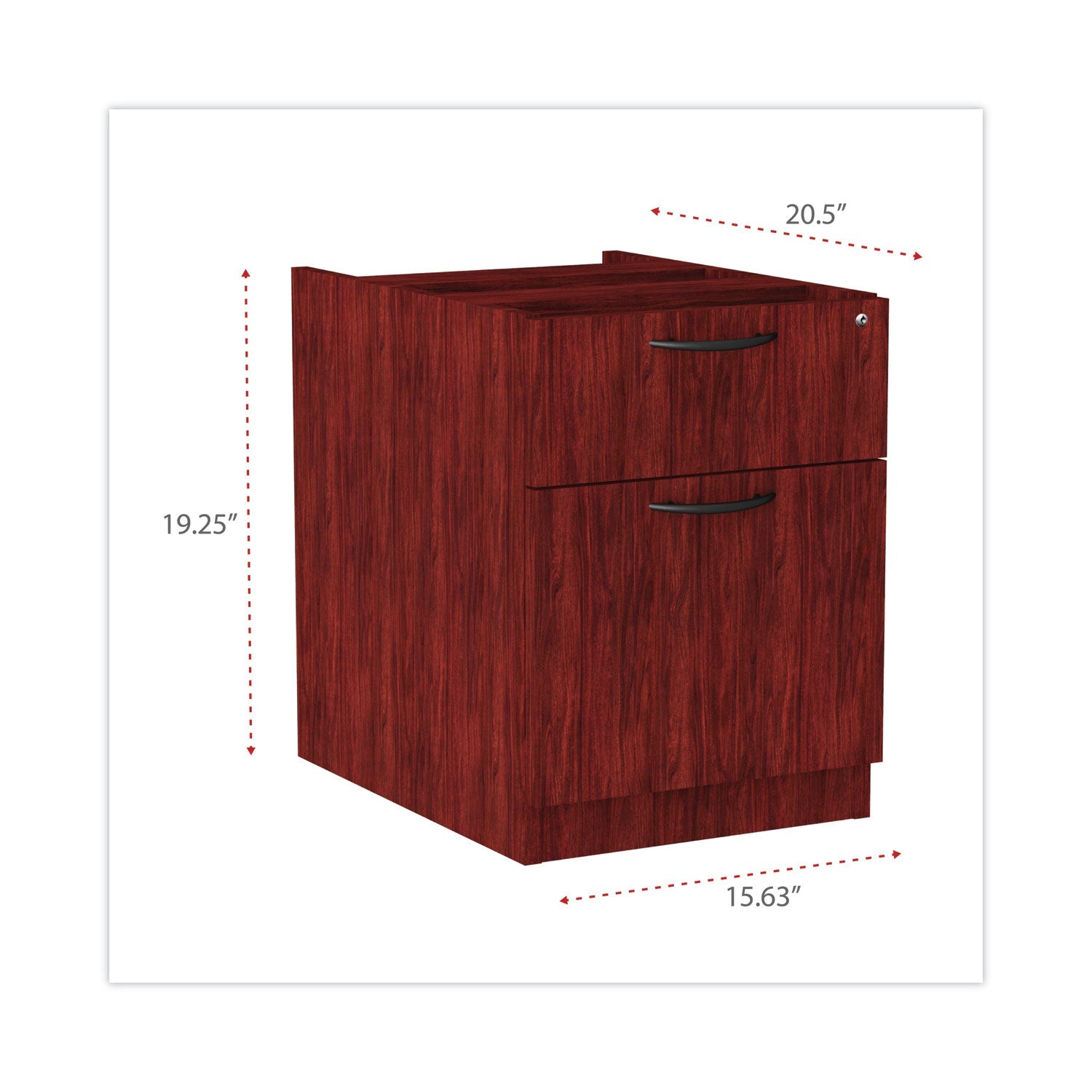 Alera® Alera Valencia Series Hanging Pedestal File, Left/Right, 2-Drawers: Box/File, Legal/Letter, Mahogany, 15.63" x 20.5" x 19.25"