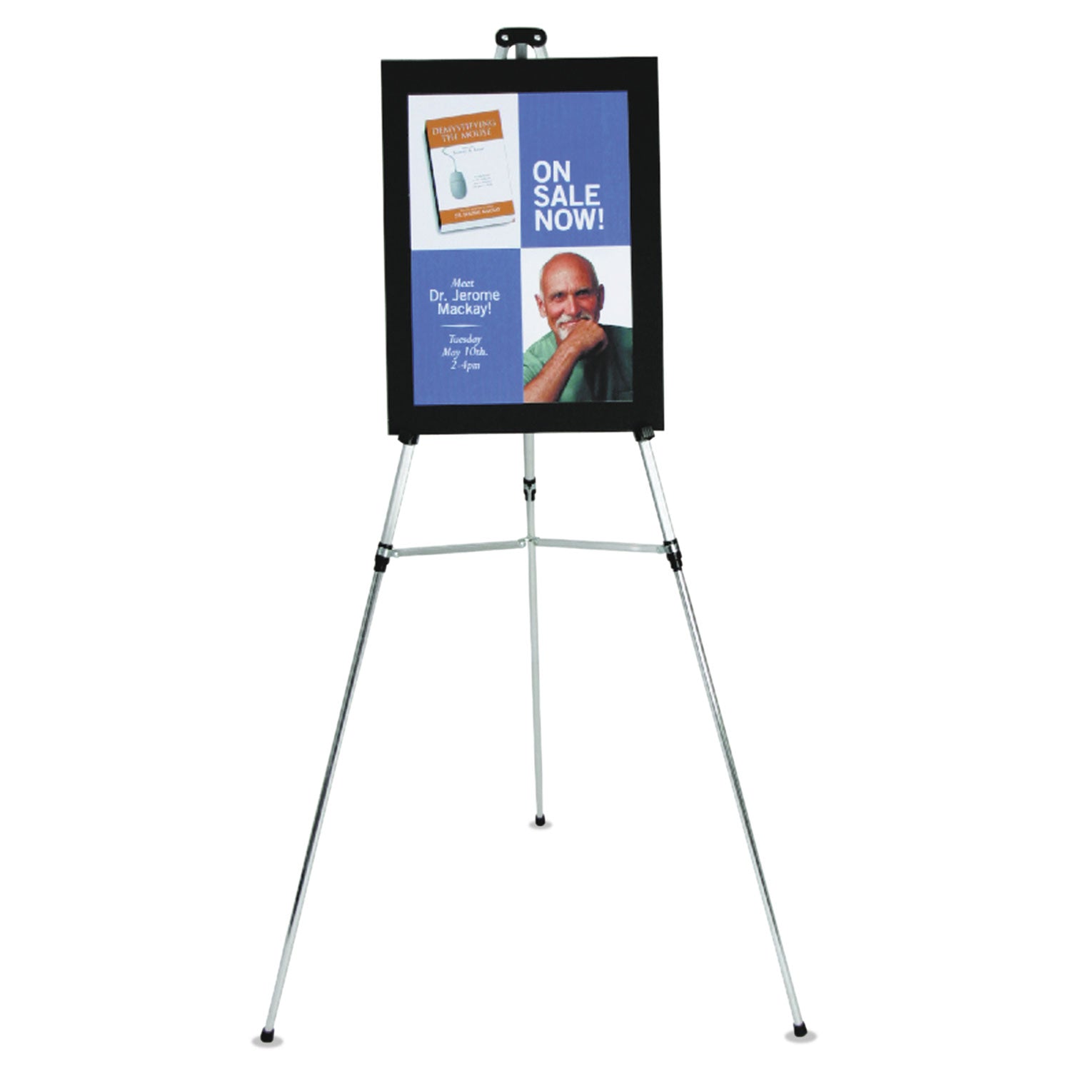 Quartet® Lightweight Telescoping Tripod Easel, 38" To 66" High, Aluminum, Silver