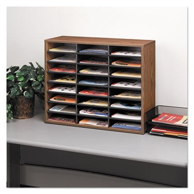 Literature Organizer, 24 Letter Compartments, 29 x 11.88 x 23.44, Medium Oak Flipcost Flipcost