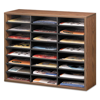 Literature Organizer, 24 Letter Compartments, 29 x 11.88 x 23.44, Medium Oak Flipcost Flipcost