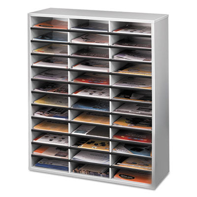 Literature Organizer, 36 Letter Compartments, 29 x 11.88 x 34.69, Dove Gray Flipcost Flipcost