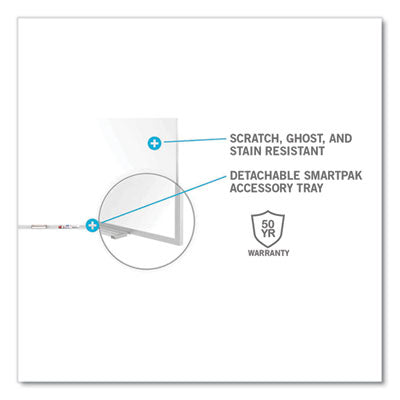 Magnetic Porcelain Whiteboard with Satin Aluminum Frame and Map Rail, 96.53 x 60.47, White Surface Flipcost Flipcost