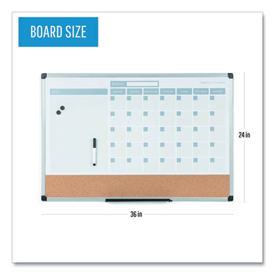 MasterVision® 3-in-1 Calendar Planner, 36 x 24, White Surface, Silver Aluminum Frame Flipcost Flipcost