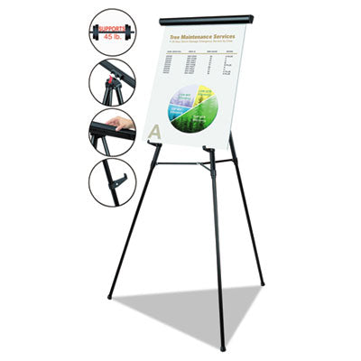 MasterVision® Telescoping Tripod Display Easel, Adjusts 38" to 69" High, Metal, Black Flipcost Flipcost