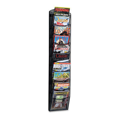 Mesh Literature Rack Black, Ten Compartments, 10.25w x 3.5d x 50.75h Flipcost Flipcost