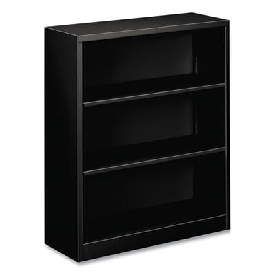 Metal Bookcase, Three-Shelf, 34.5w x 12.63d x 41h, Black Flipcost Flipcost