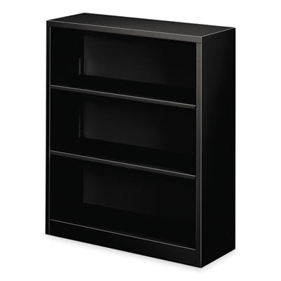 Metal Bookcase, Three-Shelf, 34.5w x 12.63d x 41h, Black Flipcost Flipcost