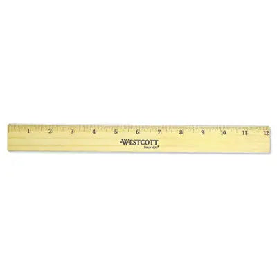 ACME UNITED CORPORATION Flat Wood Ruler with Two Double Brass Edges, Standard/Metric, 12", Clear Lacquer Finish Flipcost Flipcost