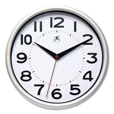 Modern Silver Wall Clock, 9" Diameter,  1 AA (sold separately) Flipcost Flipcost