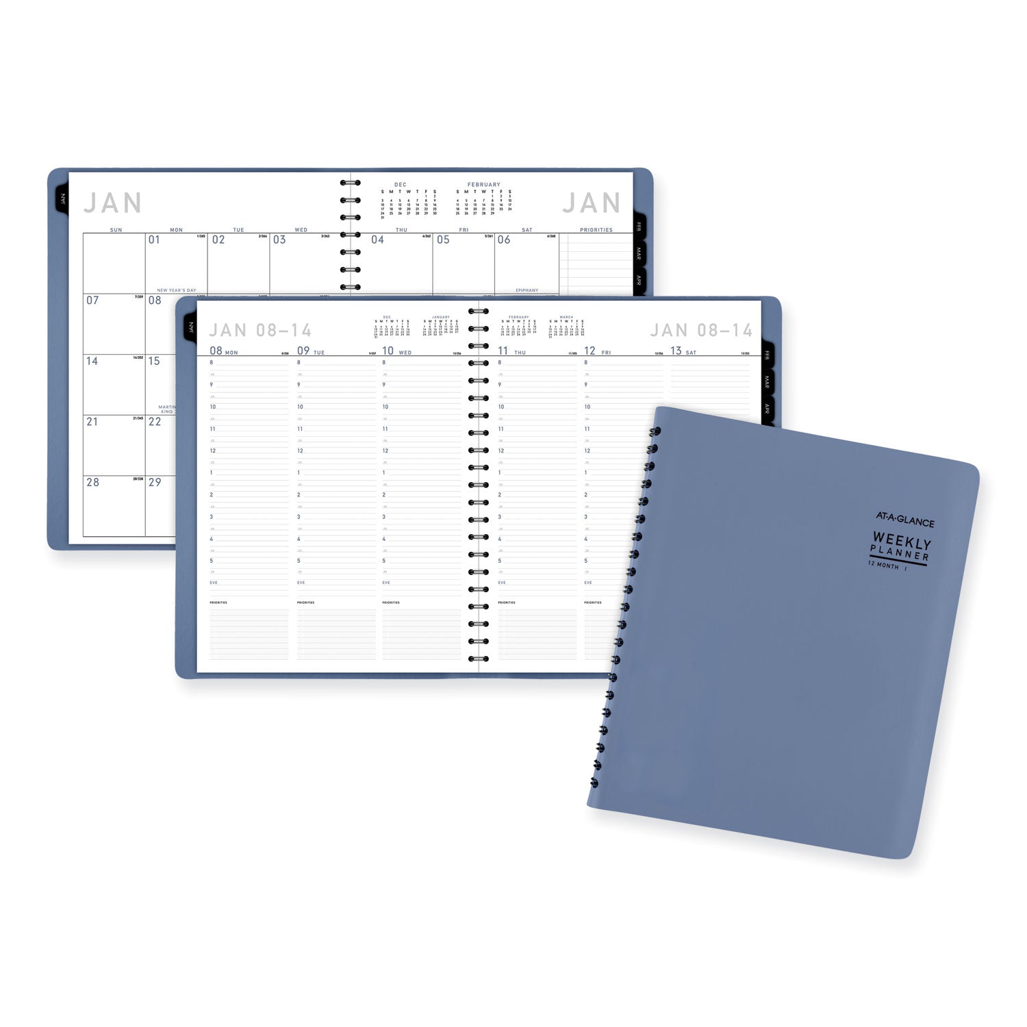 AT-A-GLANCE® Contemporary Weekly/Monthly Planner, 11.38 x 9, Slate Blue Cover, 12-Month (Jan to Dec): 2025