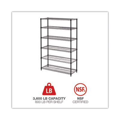 NSF Certified 6-Shelf Medium-Duty Commercial Wire Shelving, 48w x 18d x 72h, Black Flipcost Flipcost