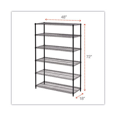 NSF Certified 6-Shelf Medium-Duty Commercial Wire Shelving, 48w x 18d x 72h, Black Flipcost Flipcost