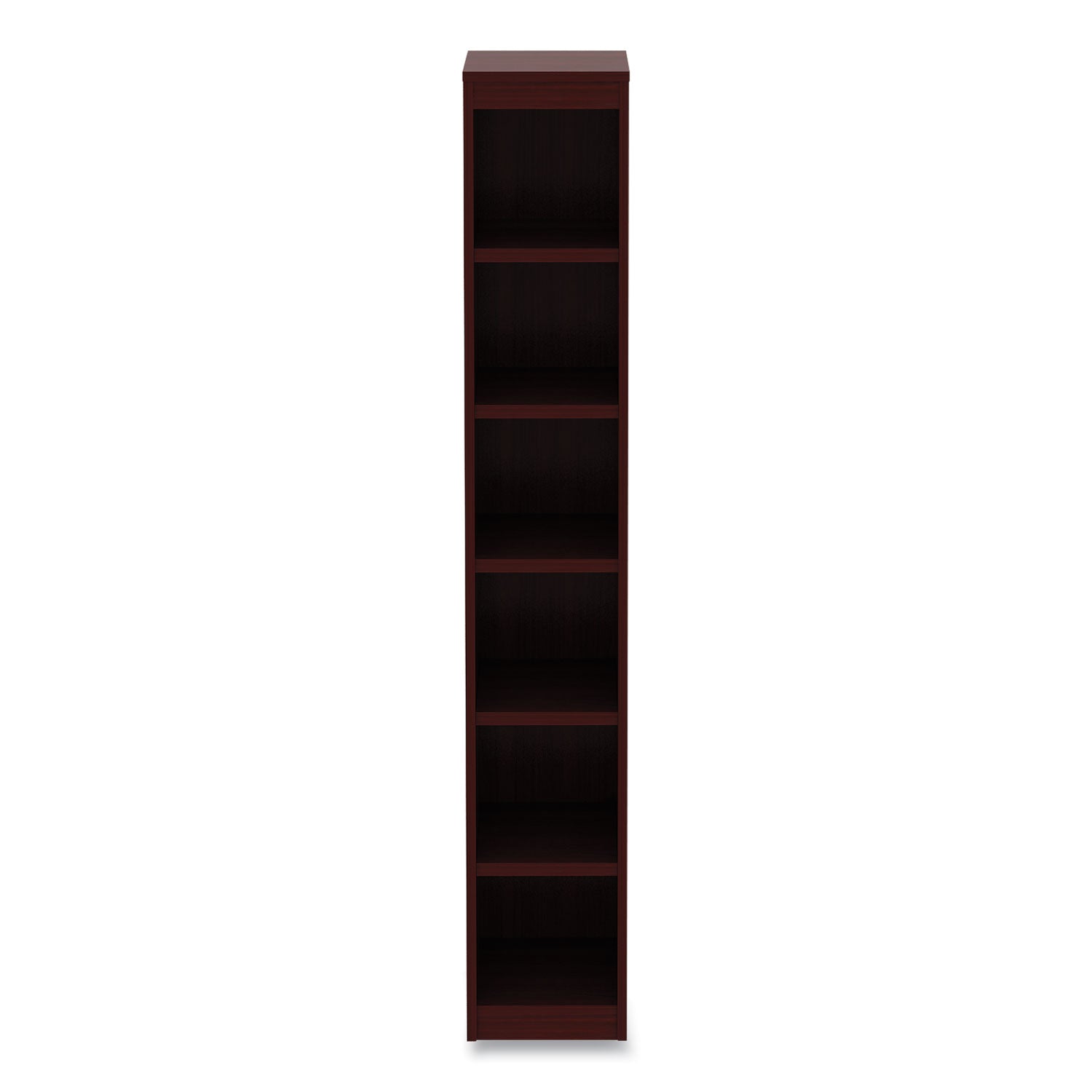 Alera® Alera Valencia Series Narrow Profile Bookcase, Six-Shelf, 11.81w x 11.81d x 71.73h, Mahogany