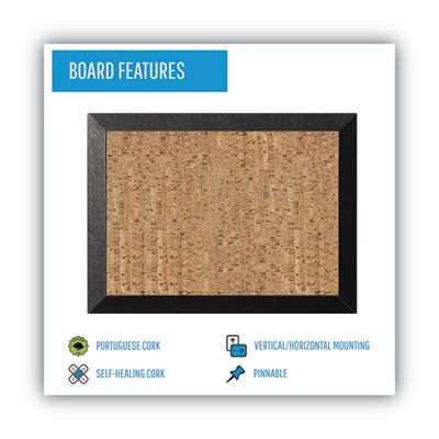 Natural Cork Bulletin Board, 36 x 24, Tan Surface, Black Wood Frame Flipcost Flipcost