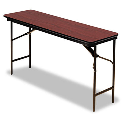 OfficeWorks Commercial Wood-Laminate Folding Table, Rectangular, 72" x 18" x 29", Mahogany Flipcost Flipcost