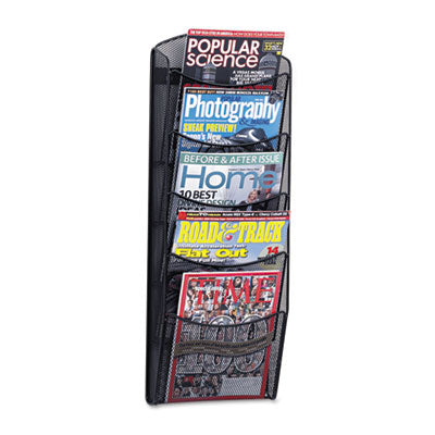 Onyx Mesh Literature Rack, Five Compartments, 10.25w x 3.5d x 28.33h, Black Flipcost Flipcost