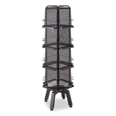 Onyx Mesh Rotating Magazine Display, 16 Compartments, 18.27w x 18.27d x 58.55h, Black, Ships in 1-3 Business Days Flipcost Flipcost