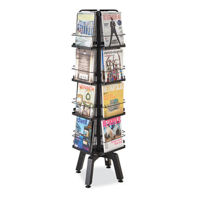 Onyx Mesh Rotating Magazine Display, 16 Compartments, 18.27w x 18.27d x 58.55h, Black, Ships in 1-3 Business Days Flipcost Flipcost