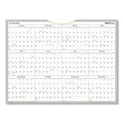 AT-A-GLANCE WallMates Self-Adhesive Dry Erase Yearly Planning Surfaces, 24 x 18, White/Gray/Orange Sheets, 12-Month (Jan to Dec): 2024 Flipcost Flipcost