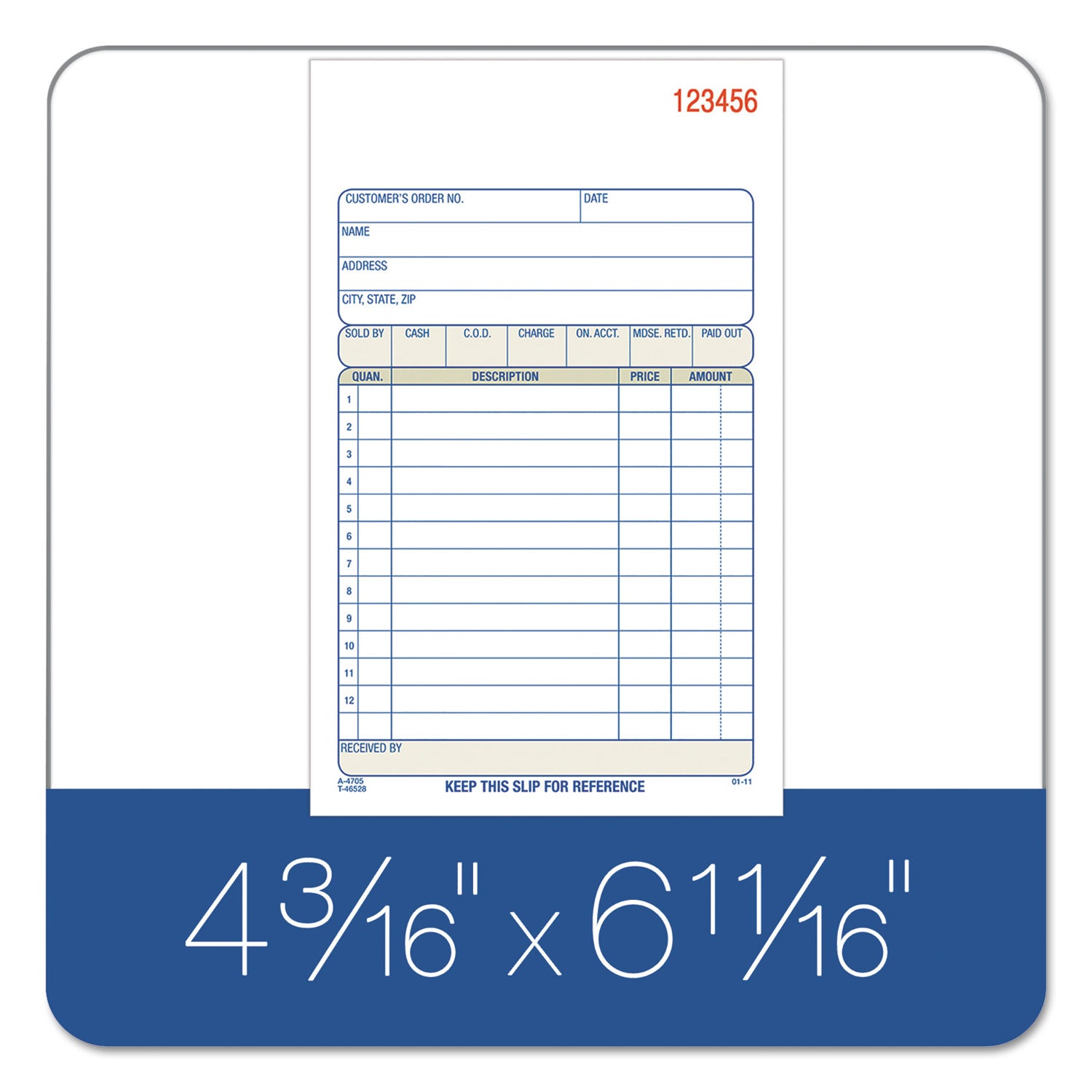 Adams® Sales/Order Book, Three-Part Carbonless, 4.19 x 6.69, 50 Forms Total