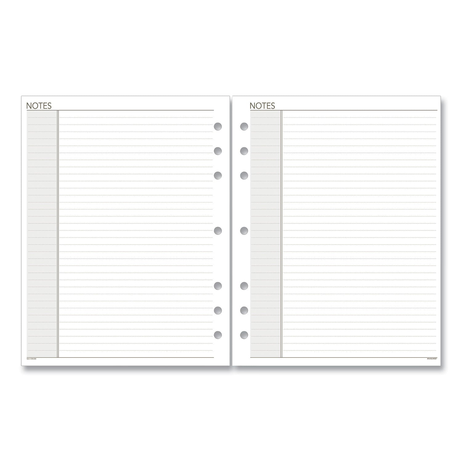 Lined Notes Pages for Planners/Organizers, 8.5 x 5.5, White Sheets, Undated