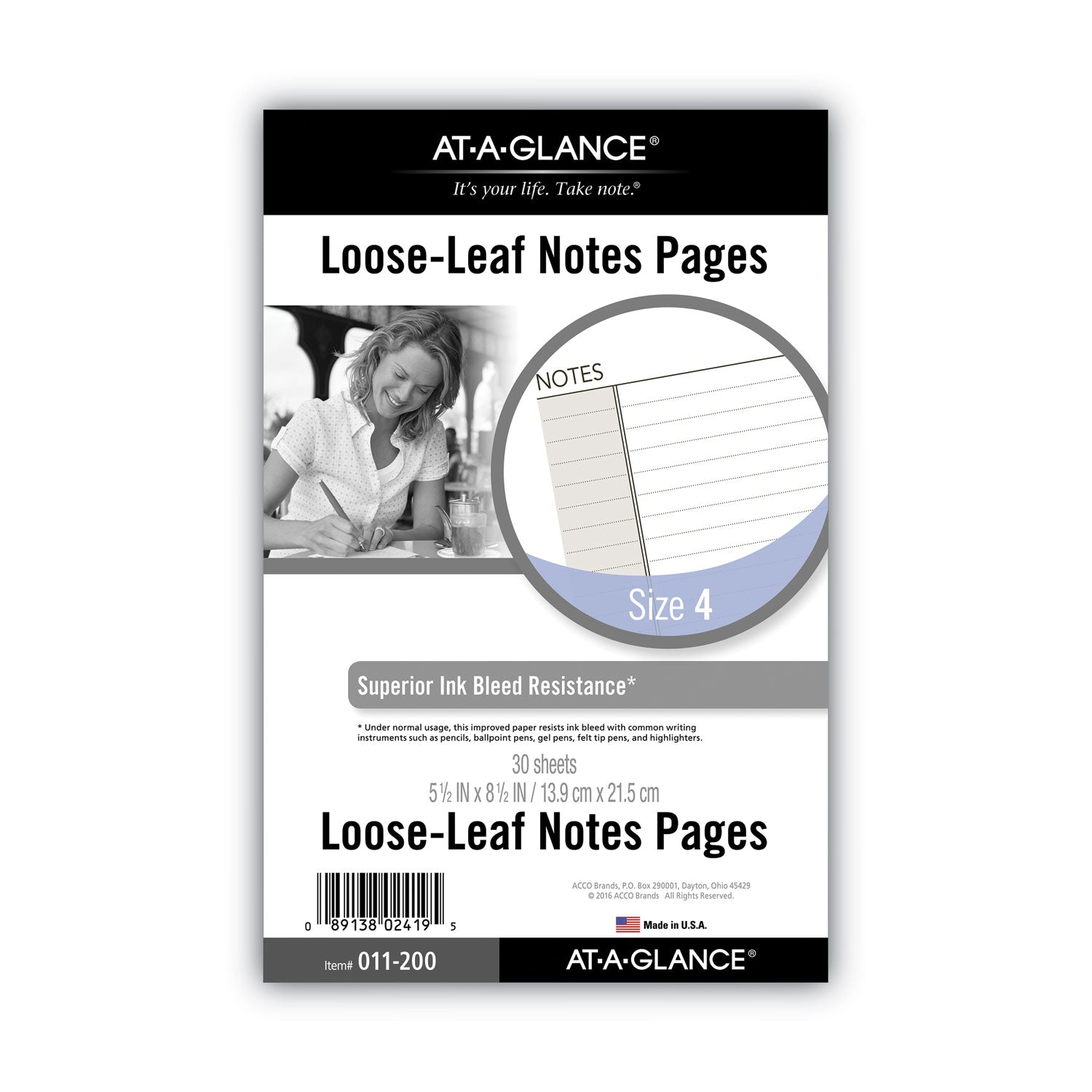 AT-A-GLANCE® Lined Notes Pages for Planners/Organizers, 8.5 x 5.5, White Sheets, Undated