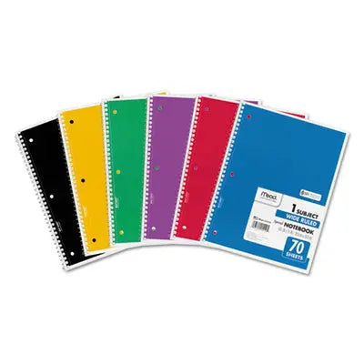 MEAD PRODUCTS Spiral Notebook, 1-Subject, Wide/Legal Rule, Assorted Cover Colors, (70) 10.5 x 8 Sheets, 6/Pack Flipcost Flipcost