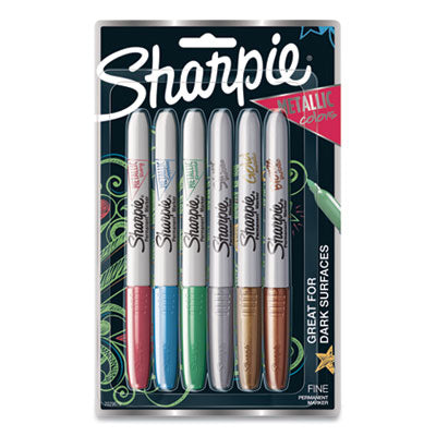 Sharpie® Metallic Fine Point Permanent Markers, Fine Bullet Tip, Blue-Green-Red, 6/Pack Flipcost Flipcost