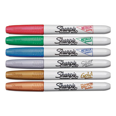 Sharpie® Metallic Fine Point Permanent Markers, Fine Bullet Tip, Blue-Green-Red, 6/Pack Flipcost Flipcost